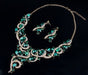 Wholesale green crystal earrings necklace set JDC-ST-Qianm015 Suit 千漠 Wholesale Jewelry JoyasDeChina Joyas De China