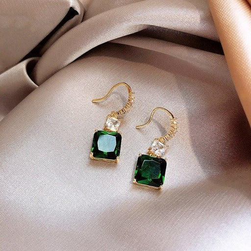 Wholesale green gem alloy earrings JDC-ES-BY-119 Earrings 宝钰 Wholesale Jewelry JoyasDeChina Joyas De China