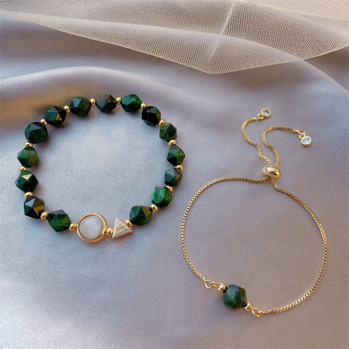 Wholesale green gemstone bracelet JDC-BT-BY003 Bracelet 宝钰 2 greens Wholesale Jewelry JoyasDeChina Joyas De China