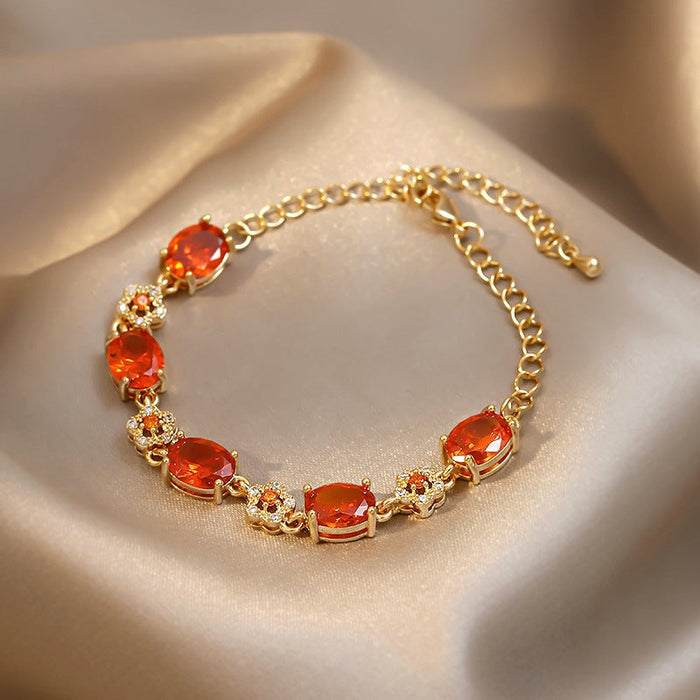 Wholesale green gemstone bracelet JDC-BT-BY017 Bracelet 宝钰 Orange Wholesale Jewelry JoyasDeChina Joyas De China