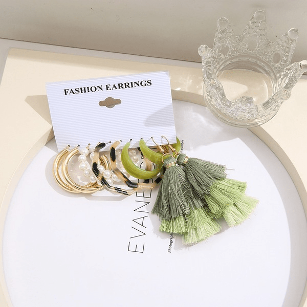 Wholesale green pearl earring set JDC-ES-F624 Earrings 韩之尚 Wholesale Jewelry JoyasDeChina Joyas De China