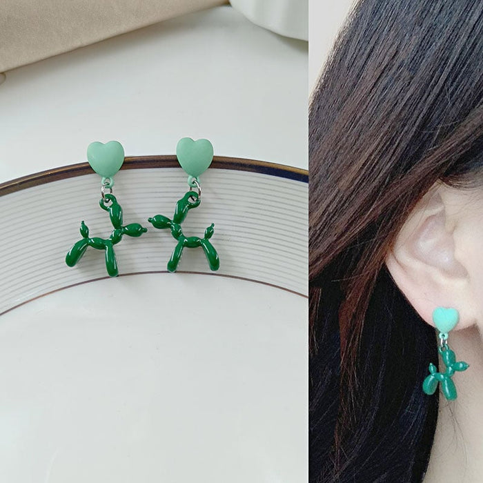 Wholesale green puppy alloy stud earrings JDC-ES-HZQ007 Earrings 青之荷 1 Wholesale Jewelry JoyasDeChina Joyas De China