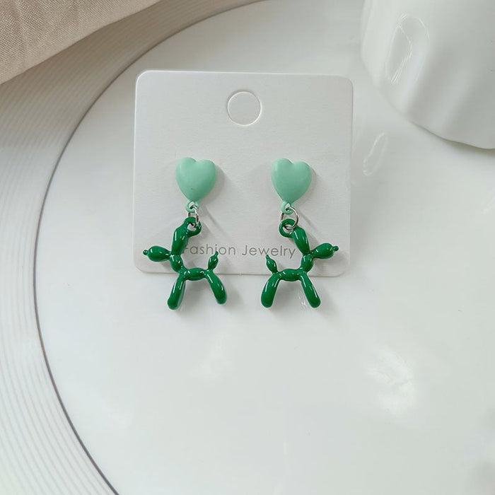 Wholesale green puppy alloy stud earrings JDC-ES-HZQ007 Earrings 青之荷 Wholesale Jewelry JoyasDeChina Joyas De China