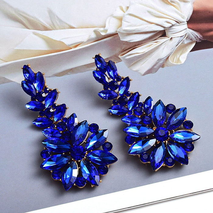 Wholesale green rhinestone earrings JDC-ES-SK049 Earrings 深刻 Blue Wholesale Jewelry JoyasDeChina Joyas De China