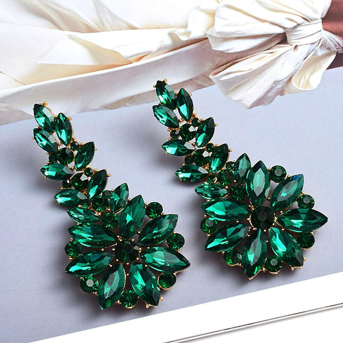 Wholesale green rhinestone earrings JDC-ES-SK049 Earrings 深刻 green Wholesale Jewelry JoyasDeChina Joyas De China