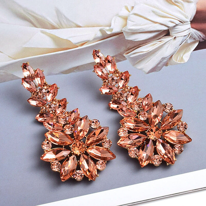 Wholesale green rhinestone earrings JDC-ES-SK049 Earrings 深刻 Pink Wholesale Jewelry JoyasDeChina Joyas De China