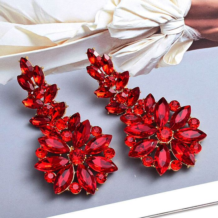 Wholesale green rhinestone earrings JDC-ES-SK049 Earrings 深刻 Red Wholesale Jewelry JoyasDeChina Joyas De China
