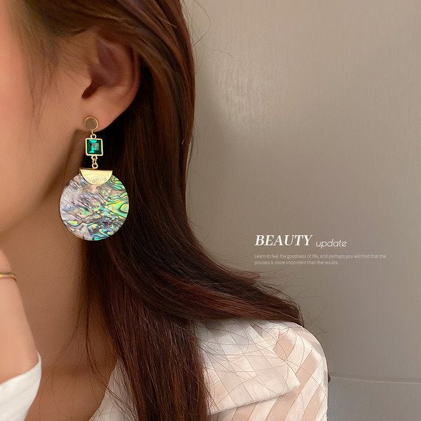 Wholesale green round alloy earrings JDC-ES-BY041 Earrings 宝钰 Wholesale Jewelry JoyasDeChina Joyas De China