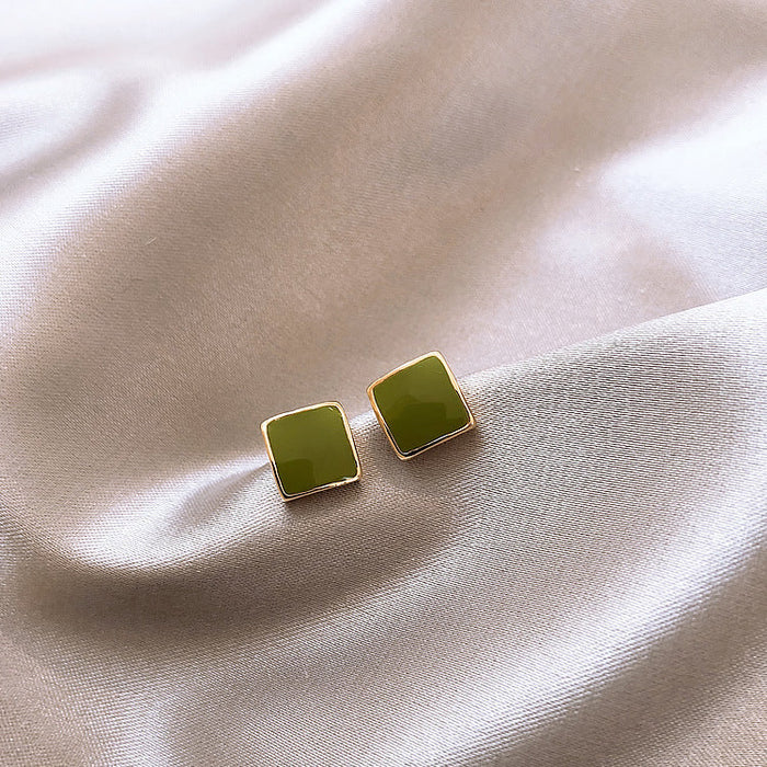 Wholesale green small square alloy earrings JDC-ES-RL200 Earrings JoyasDeChina Wholesale Jewelry JoyasDeChina Joyas De China