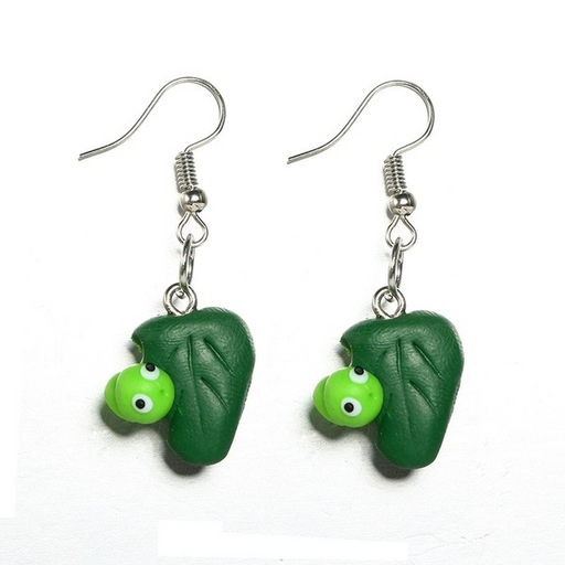 Bulk Jewelry Wholesale green soft Tao Tao mud bugs stereo leaf animal earrings JDC-ES-C033 Wholesale factory from China YIWU China