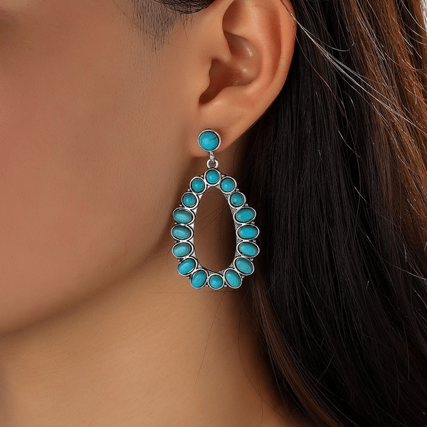 Wholesale Green Turquoise Earrings JDC-ES-Saip016 Earrings 赛蒲 Wholesale Jewelry JoyasDeChina Joyas De China