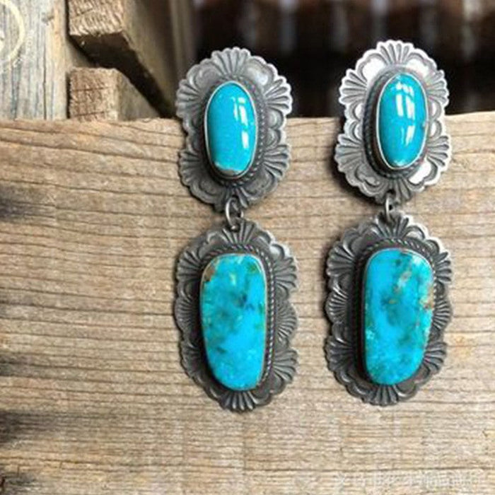 Wholesale green turquoise plating metal earrings JDC-ES-WN008 Earrings 薇妮 CR6376 Wholesale Jewelry JoyasDeChina Joyas De China