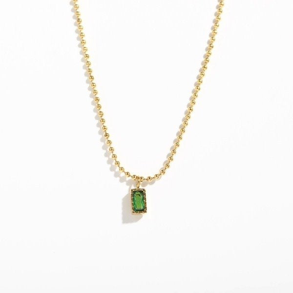 Wholesale green zircon titanium steel necklace JDC-NE-Jif016 Necklaces 集沣 Wholesale Jewelry JoyasDeChina Joyas De China