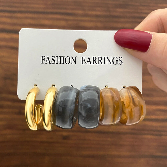 Wholesale grey alloy earrings set JDC-ES-F630 Earrings 韩之尚 55031 Wholesale Jewelry JoyasDeChina Joyas De China
