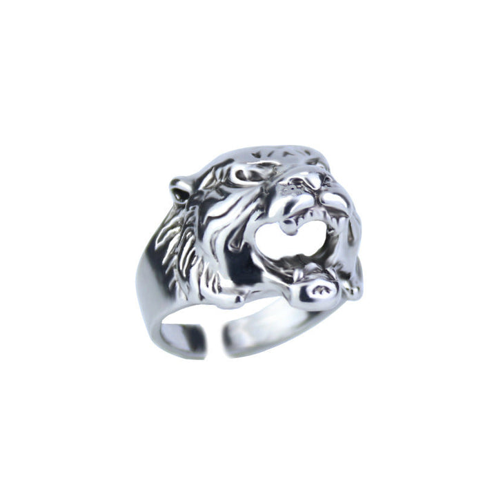 Wholesale grey alloy tiger head ring JDC-RS-NingL002 Rings 宁蓝 1 Wholesale Jewelry JoyasDeChina Joyas De China