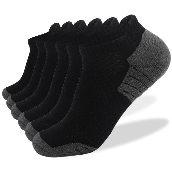 Wholesale grey combed cotton running socks 6 pairs set JDC-SK-LZL048 Sock 两只狼 black dark grey S(35-38) Wholesale Jewelry JoyasDeChina Joyas De China