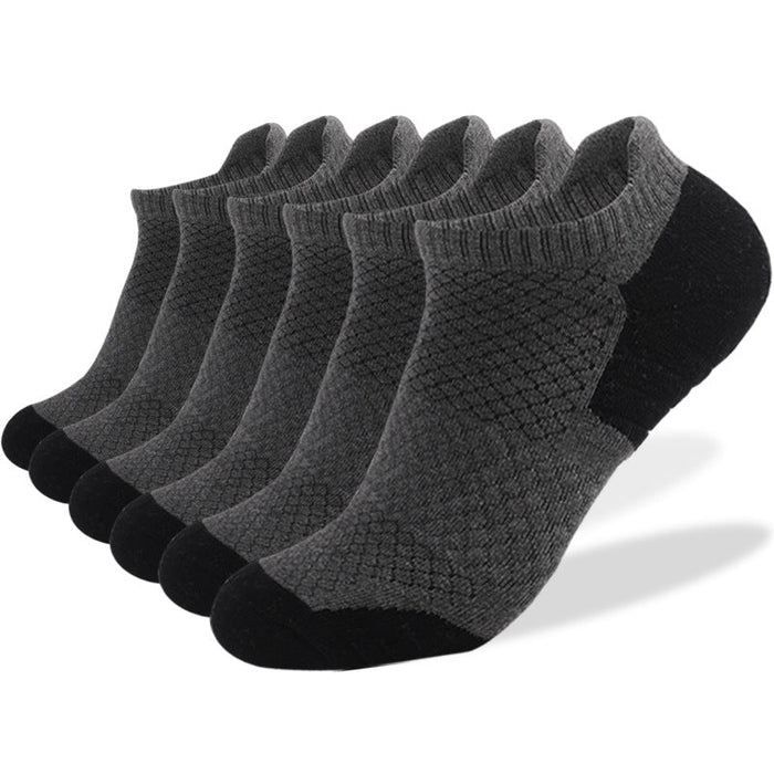 Wholesale grey combed cotton running socks 6 pairs set JDC-SK-LZL048 Sock 两只狼 dark grey S(35-38) Wholesale Jewelry JoyasDeChina Joyas De China