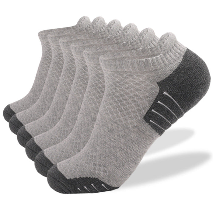 Wholesale grey combed cotton running socks 6 pairs set JDC-SK-LZL048 Sock 两只狼 grey dark grey S(35-38) Wholesale Jewelry JoyasDeChina Joyas De China