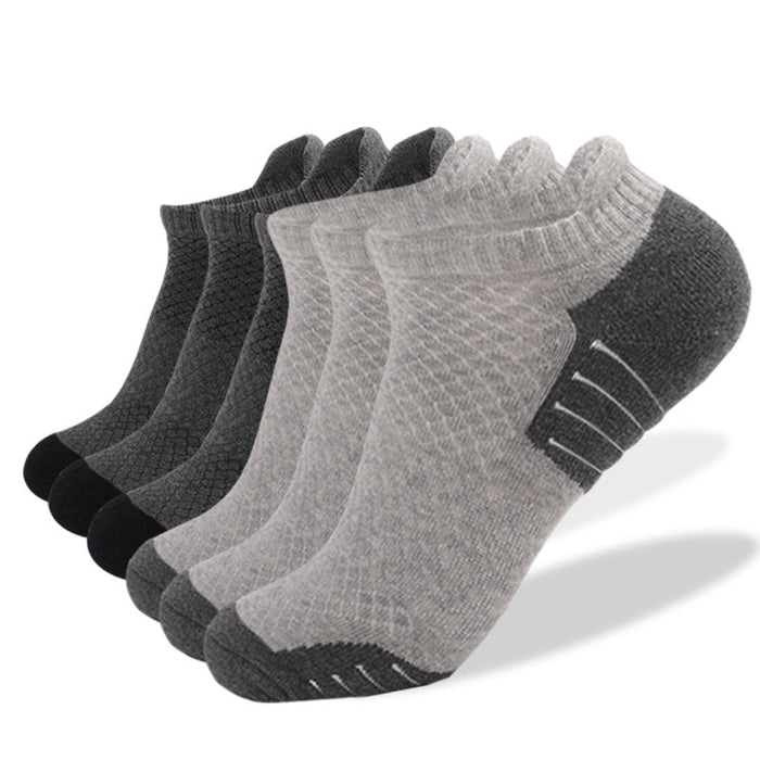 Wholesale grey combed cotton running socks 6 pairs set JDC-SK-LZL048 Sock 两只狼 Mixed color dark gray light gray S(35-38) Wholesale Jewelry JoyasDeChina Joyas De China