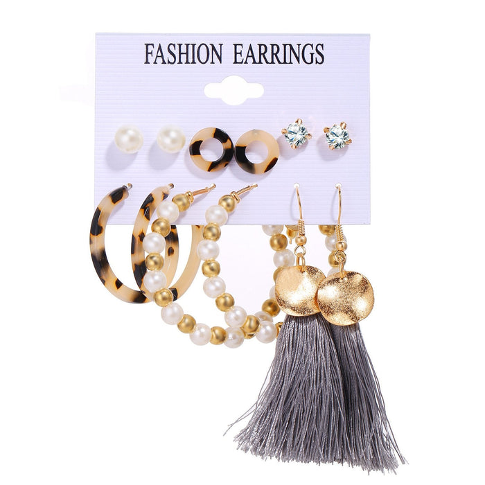 Wholesale grey pearl tassel earring set JDC-ES-F246 earrings JoyasDeChina C17-06-01 Wholesale Jewelry JoyasDeChina Joyas De China