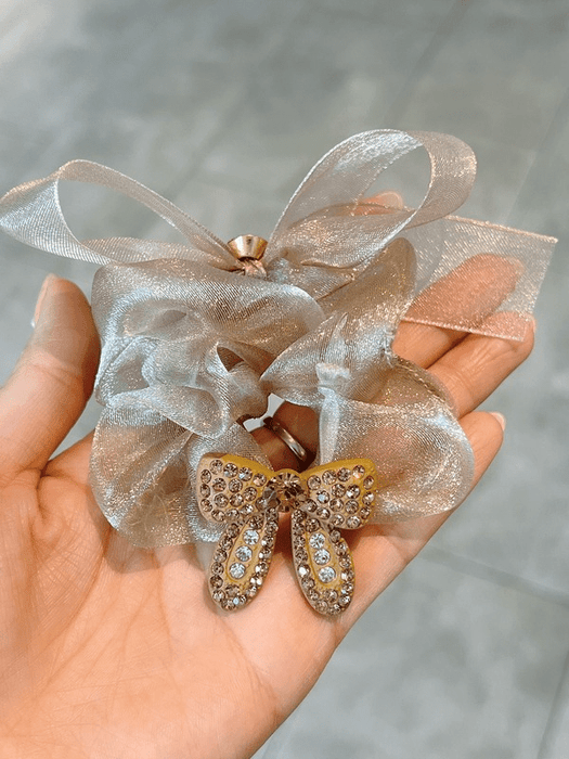 Wholesale grey rubber band Butterfly Hair circle JDC-HS-GSMC022 Hair Scrunchies 曌彩 Wholesale Jewelry JoyasDeChina Joyas De China