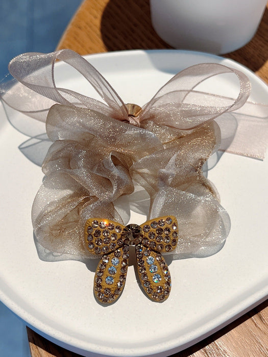 Wholesale grey rubber band Butterfly Hair circle JDC-HS-GSMC022 Hair Scrunchies 曌彩 Golden Wholesale Jewelry JoyasDeChina Joyas De China