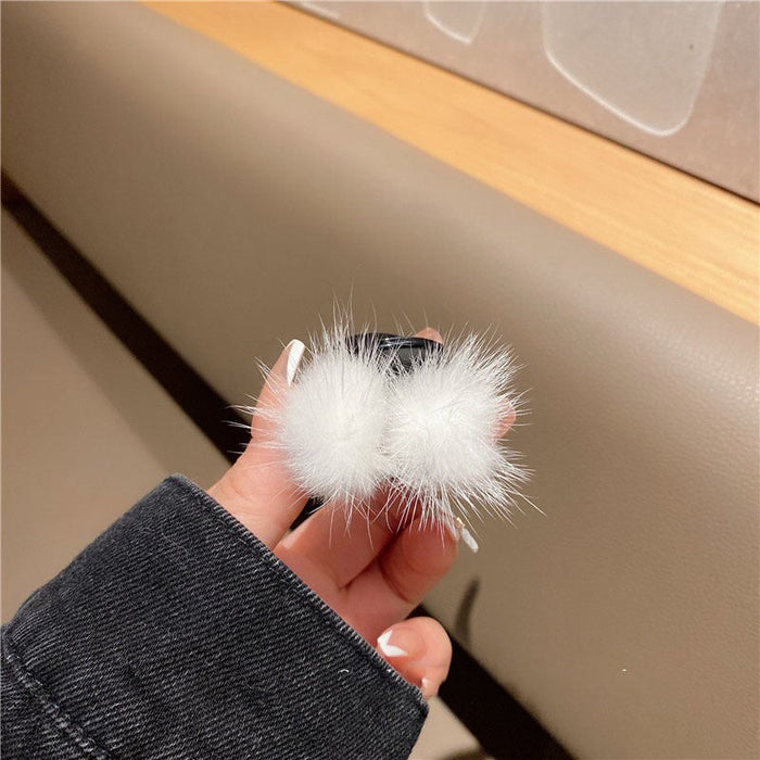 Wholesale Hair Ball Plush Hair Clips JDC-HC-CR001 Hair Clips 楚柔 A093 white Wholesale Jewelry JoyasDeChina Joyas De China