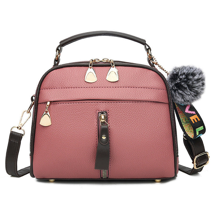 Wholesale hair ball PU leather handbag JDC-HB-LKQ001 Handbags 蓝酷奇 pink Wholesale Jewelry JoyasDeChina Joyas De China