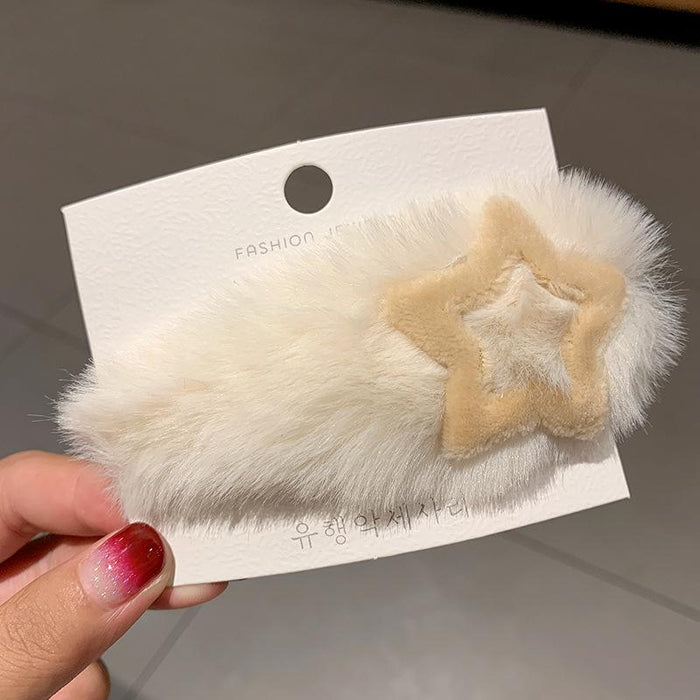 Bulk Jewelry Wholesale Hair clip ins imitation rabbit hair five-pointed star JDC-HC-i033 Wholesale factory from China YIWU China