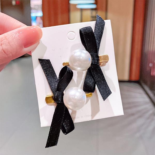 Bulk Jewelry Wholesale Hair Clips bow pearl black JDC-HS-i247 Wholesale factory from China YIWU China