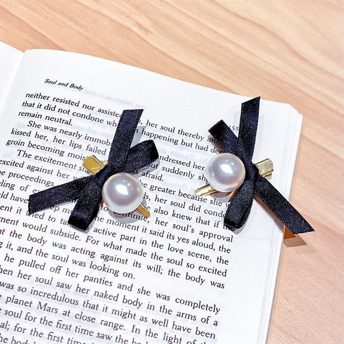 Bulk Jewelry Wholesale Hair Clips bow pearl black JDC-HS-i247 Wholesale factory from China YIWU China