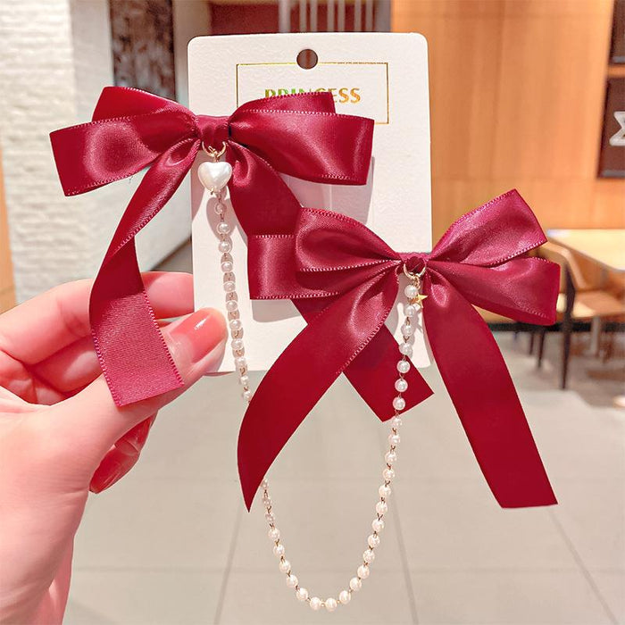 Bulk Jewelry Wholesale Hair Clips bow pearl chain JDC-HS-i254 Wholesale factory from China YIWU China