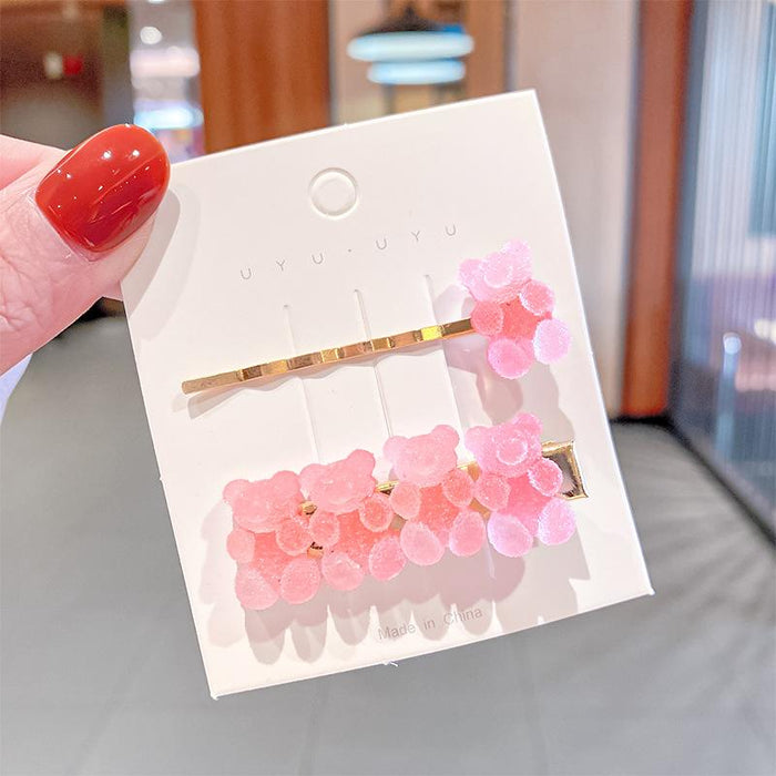 Bulk Jewelry Wholesale Hair Clips candy color soft pottery love bear JDC-HS-i212 Wholesale factory from China YIWU China