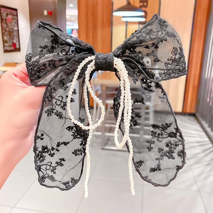 Bulk Jewelry Wholesale Hair Clips lace bow pearl chain spring clip JDC-HS-i201 Wholesale factory from China YIWU China