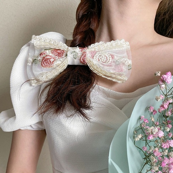Bulk Jewelry Wholesale Hair Clips lace embroidery bows JDC-HC-bd039 Wholesale factory from China YIWU China