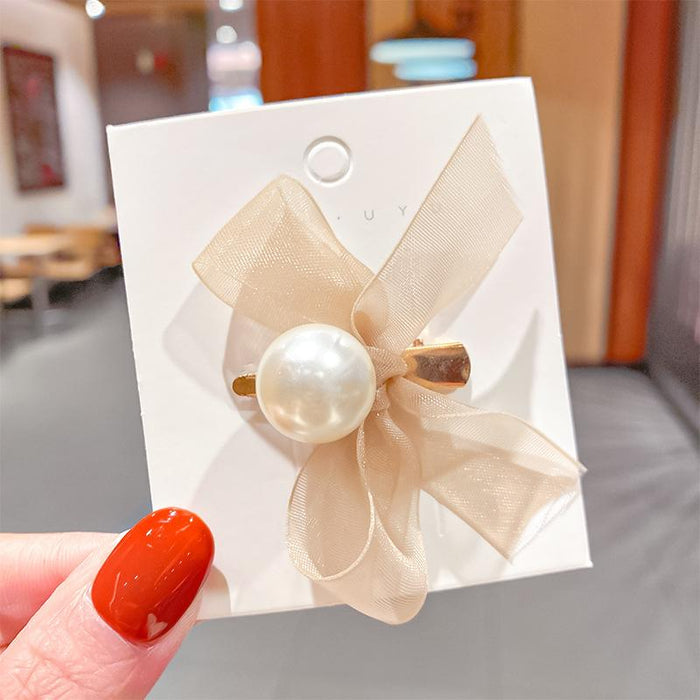 Bulk Jewelry Wholesale Hair Clips mesh bow pearl JDC-HS-i205 Wholesale factory from China YIWU China