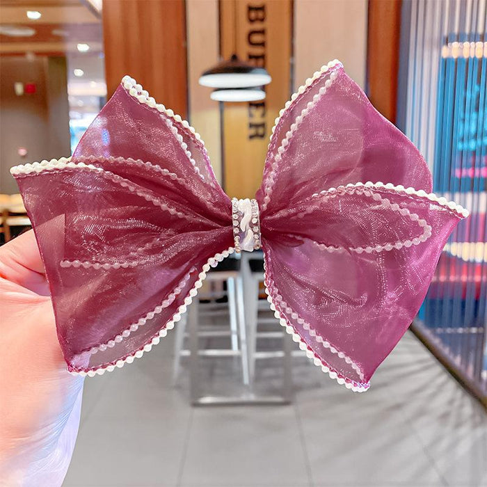 Bulk Jewelry Wholesale Hair Clips mesh yarn bow pearl-encrusted duck mouth clip JDC-HS-i184 Wholesale factory from China YIWU China