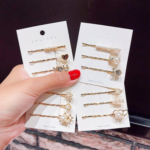 Bulk Jewelry Wholesale Hair Clips metal with diamond pearl one word clip JDC-HC-i052 Wholesale factory from China YIWU China