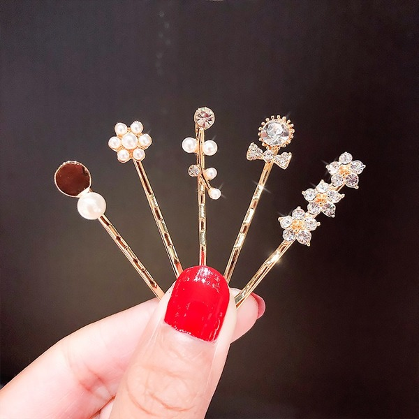Bulk Jewelry Wholesale Hair Clips metal with diamond pearl one word clip JDC-HC-i052 Wholesale factory from China YIWU China