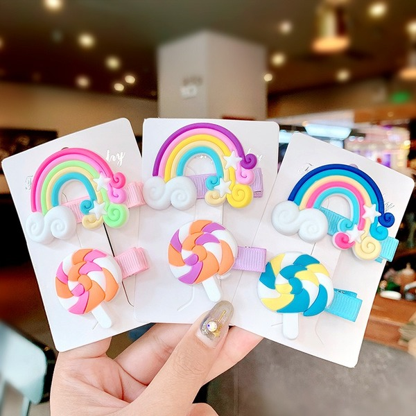 Bulk Jewelry Wholesale Hair Clips rainbow clouds lollipop hairpin JDC-HS-i126 Wholesale factory from China YIWU China