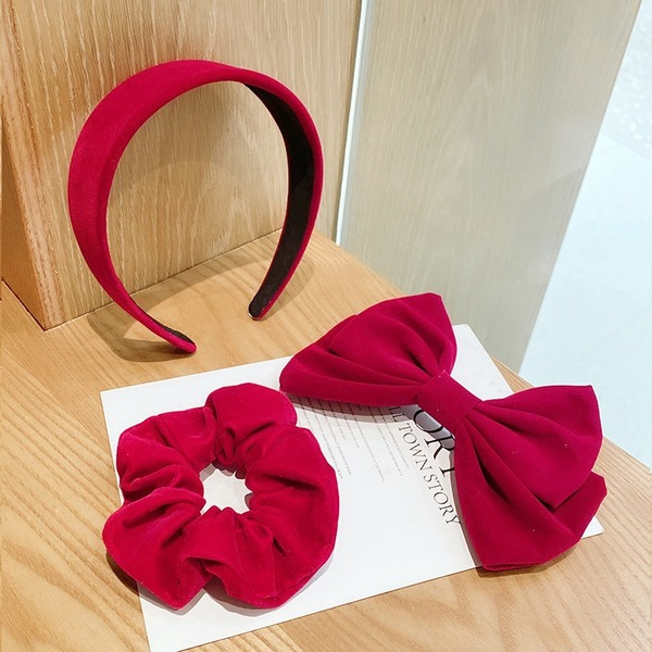 Bulk Jewelry Wholesale hair decoration black wine red bow hairpin duck mouth clip large intestine hair ring JDC-HS-i032 Wholesale factory from China YIWU China