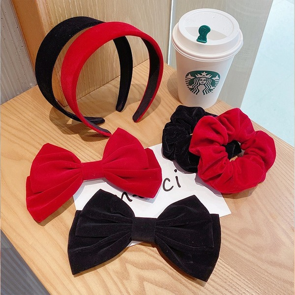 Bulk Jewelry Wholesale hair decoration black wine red bow hairpin duck mouth clip large intestine hair ring JDC-HS-i032 Wholesale factory from China YIWU China