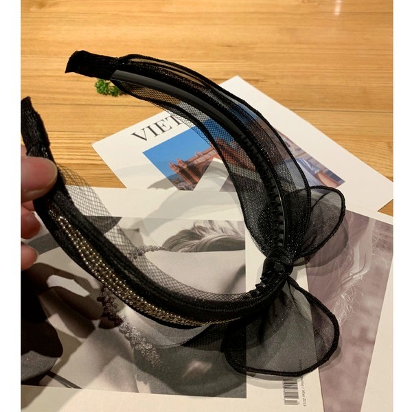 Bulk Jewelry Wholesale hair hoop with diamond mesh BOW LACE rabbit ears JDC-HD-sj052 Wholesale factory from China YIWU China