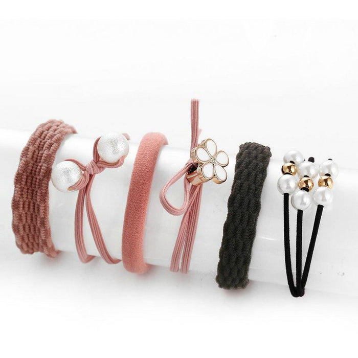 Bulk Jewelry Wholesale Hair Scrunchies Pearl flower pink black JDC-HS-xy285 Wholesale factory from China YIWU China