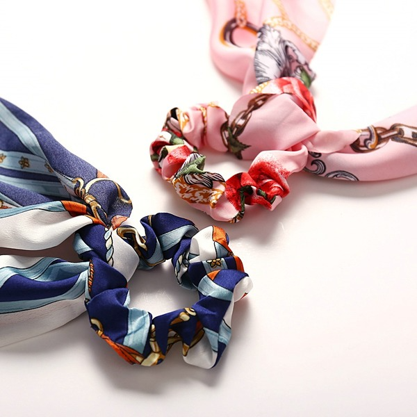 Bulk Jewelry Wholesale Hair Scrunchies Pink Printed silk scarves JDC-HS-xy263 Wholesale factory from China YIWU China