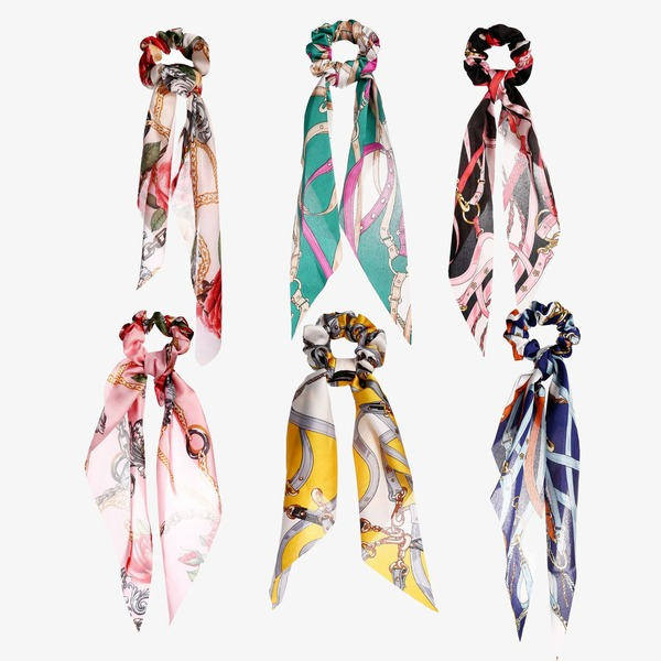 Bulk Jewelry Wholesale Hair Scrunchies Pink Printed silk scarves JDC-HS-xy263 Wholesale factory from China YIWU China