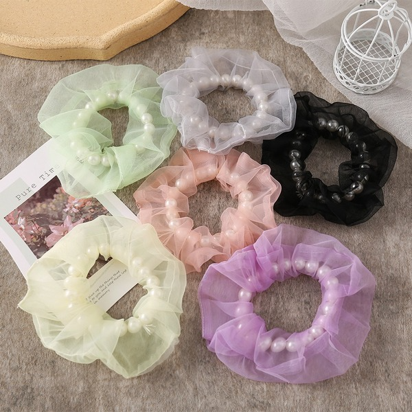 Bulk Jewelry Wholesale Hair Scrunchies red Pearl sweet Mori series tulle JDC-HS-xy276 Wholesale factory from China YIWU China