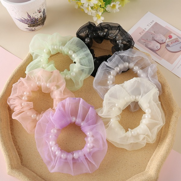 Bulk Jewelry Wholesale Hair Scrunchies red Pearl sweet Mori series tulle JDC-HS-xy276 Wholesale factory from China YIWU China