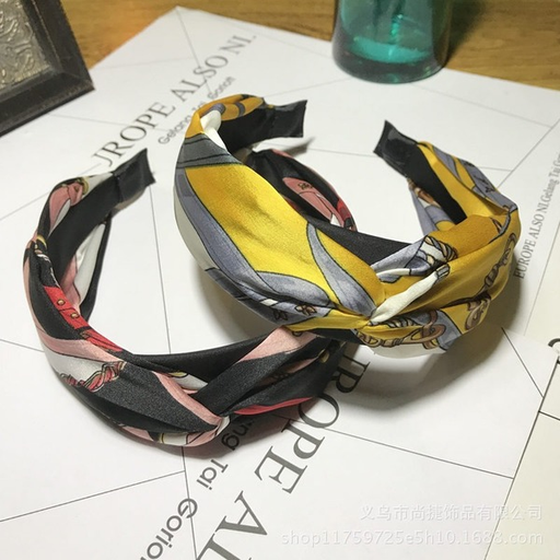 Bulk Jewelry Wholesale hairband color matching printing fabric chain broken flower bow JDC-HD-sj028 Wholesale factory from China YIWU China