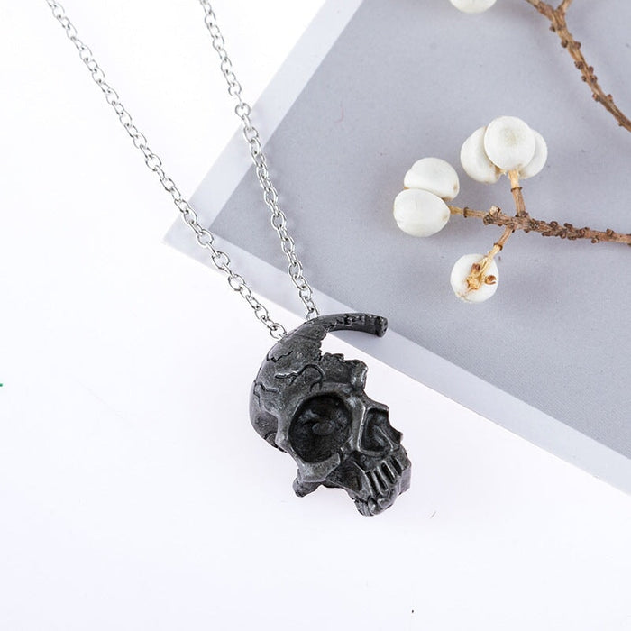 Wholesale Half Face Gothic Skull Alloy Necklace JDC-NE-Saip007 Necklaces 赛蒲 Wholesale Jewelry JoyasDeChina Joyas De China